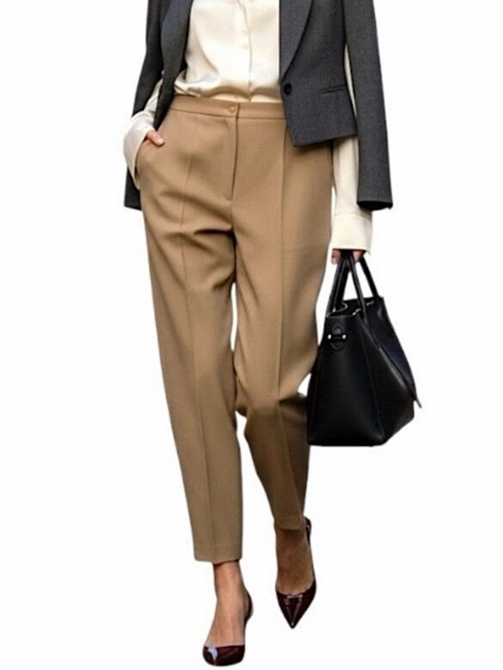 NWT vintage 80s 90s wool blend camel tan high rise classic old money trousers 18